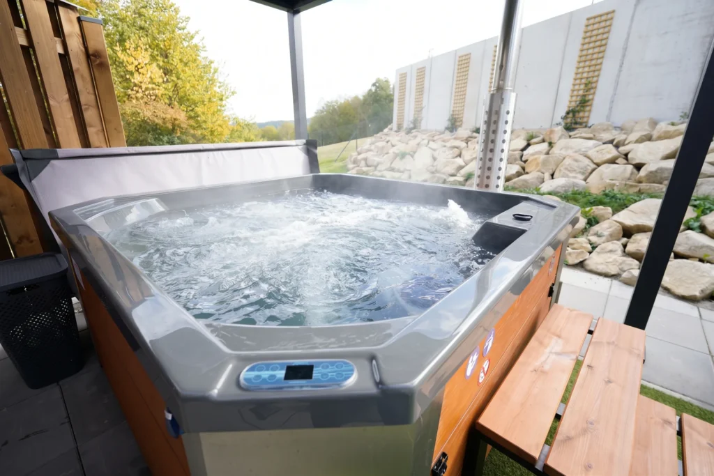Outdoor hot tub close-up