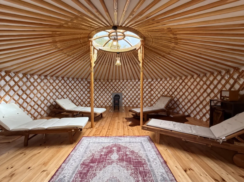 Relaxation space inside the yurt